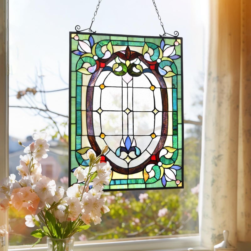 Capulina Dancing Style Stained Glass Window Hangings Panels 17" W x 22" H Fine Handicrafts Suncatcher Parents Gifts for Home Decor - Image 4